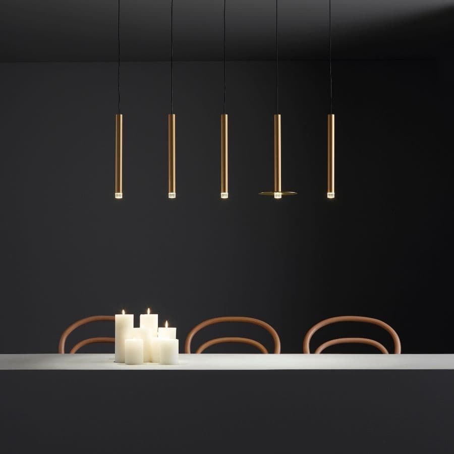 Candella Single LED Pendant - Recessed in Matte Satin Brass-img-10