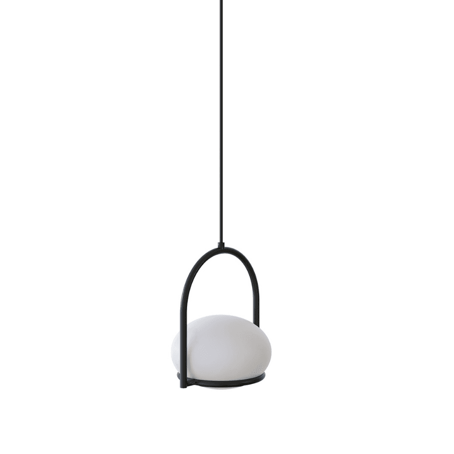 Koko Single Pendant Light in Matte Black & Polycarb White
