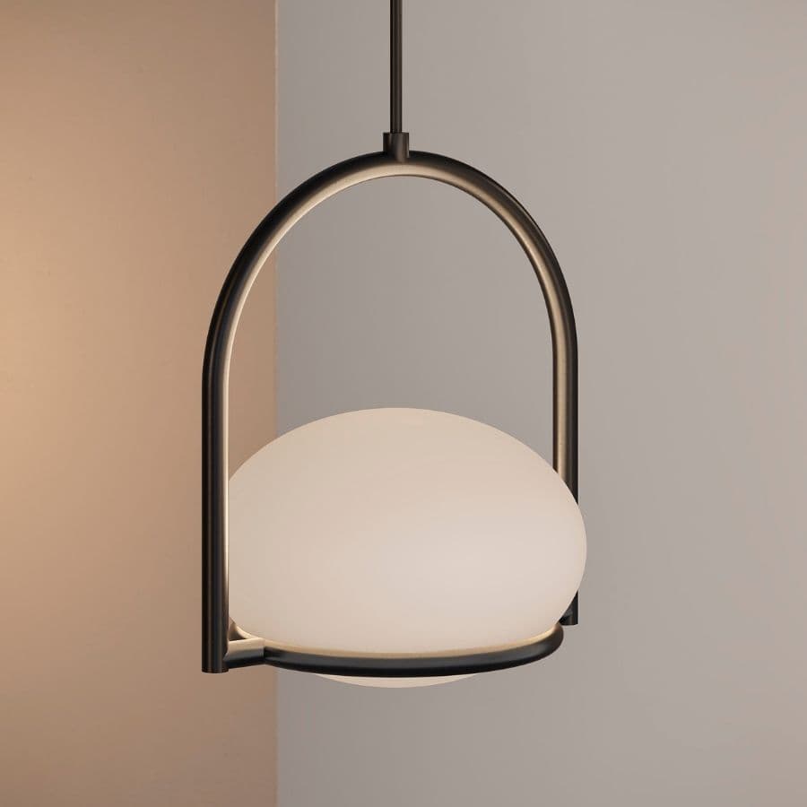 Koko Single Pendant Light in Matte Black & Polycarb White