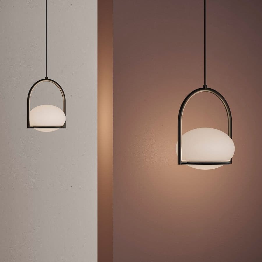 Koko Single Pendant Light in Matte Black & Polycarb White