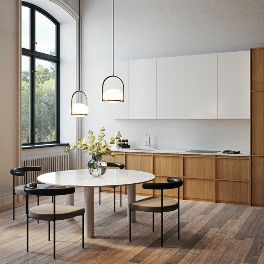 Koko Single Pendant Light in Gold & Polycarb White-img-3