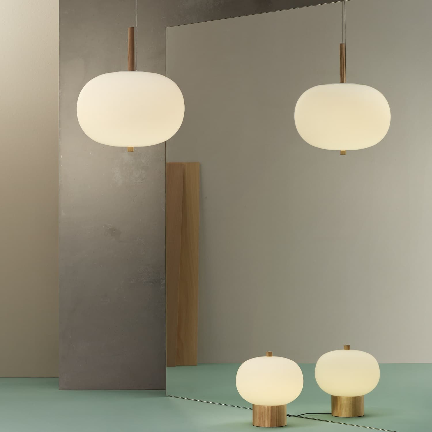 Luna LED Glass Pendant - Large in Timber-img-1