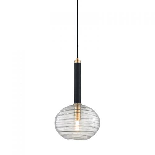 Wilder Glass Pendant in Black & Aged Brass-img-1