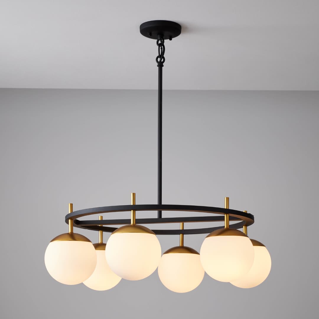 Johnson 6 Light Pendant in Aged Gold & Black-img-1