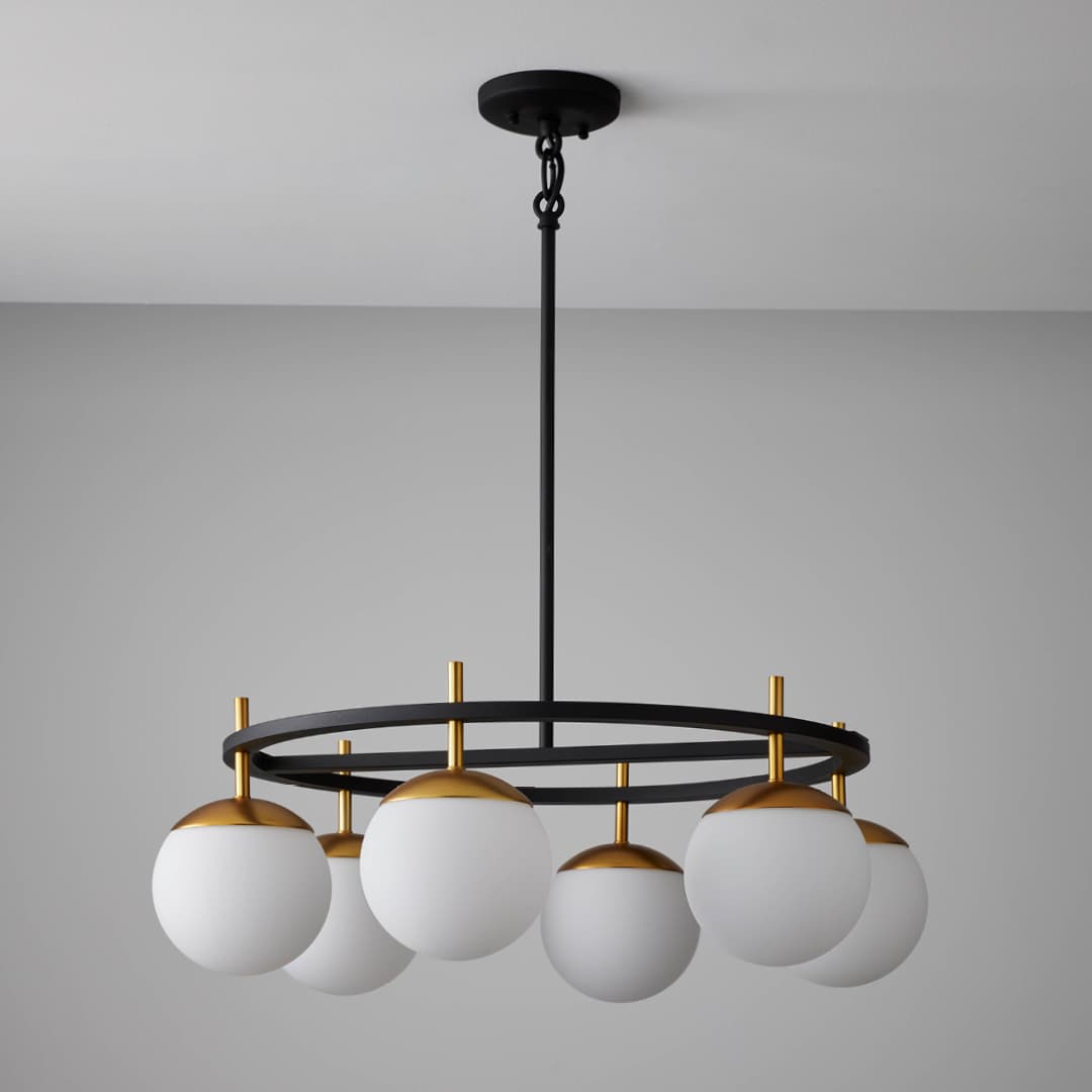Johnson 6 Light Pendant in Aged Gold & Black-img-2
