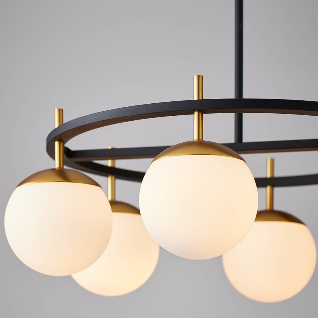 Johnson 6 Light Pendant in Aged Gold & Black-img-3