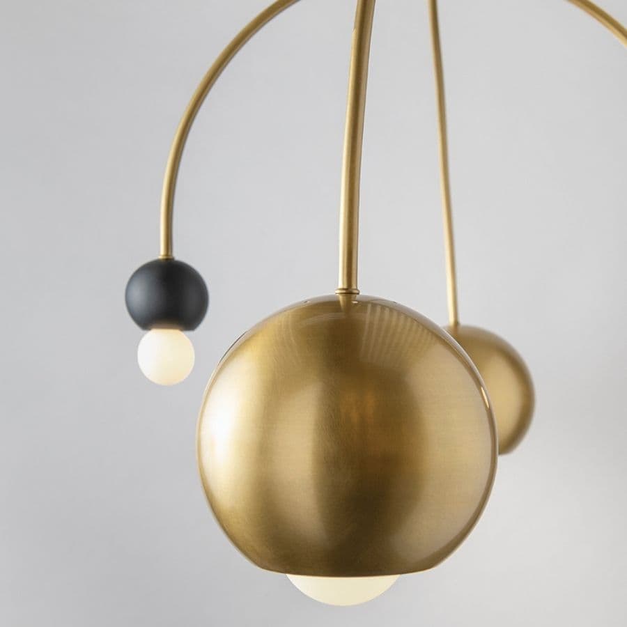 Turner 4 Light Pendant in Aged Brass and Black-img-1