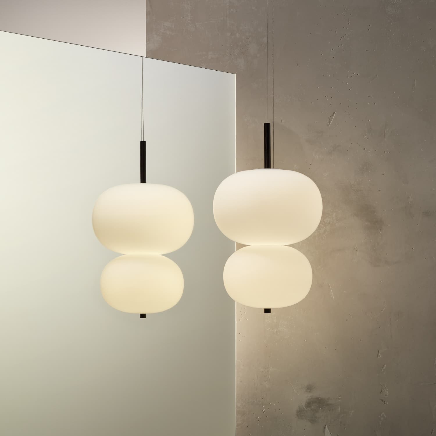 Luna Double Glass Pendant in Ash-img-1