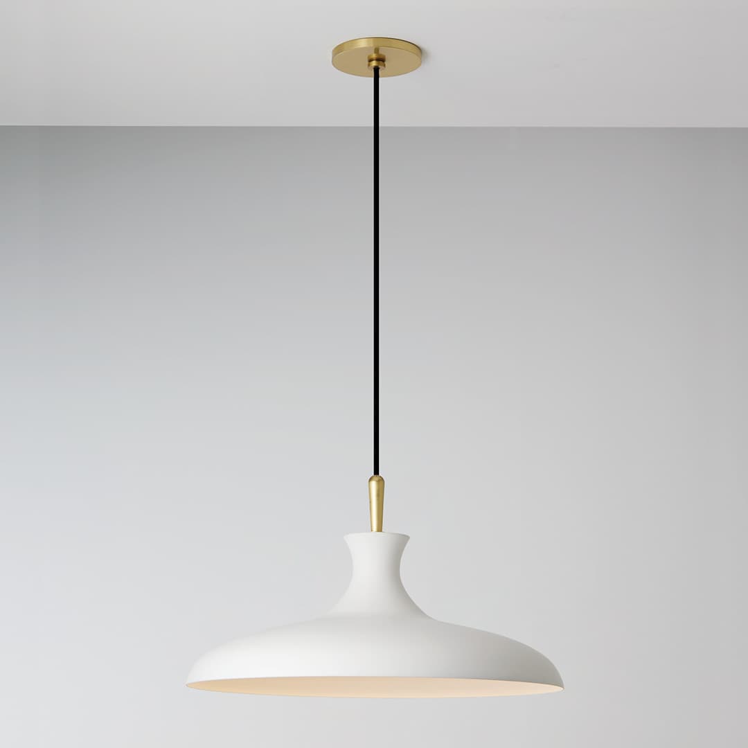 Chloe Pendant - Large in Aged Brass and White-img-1