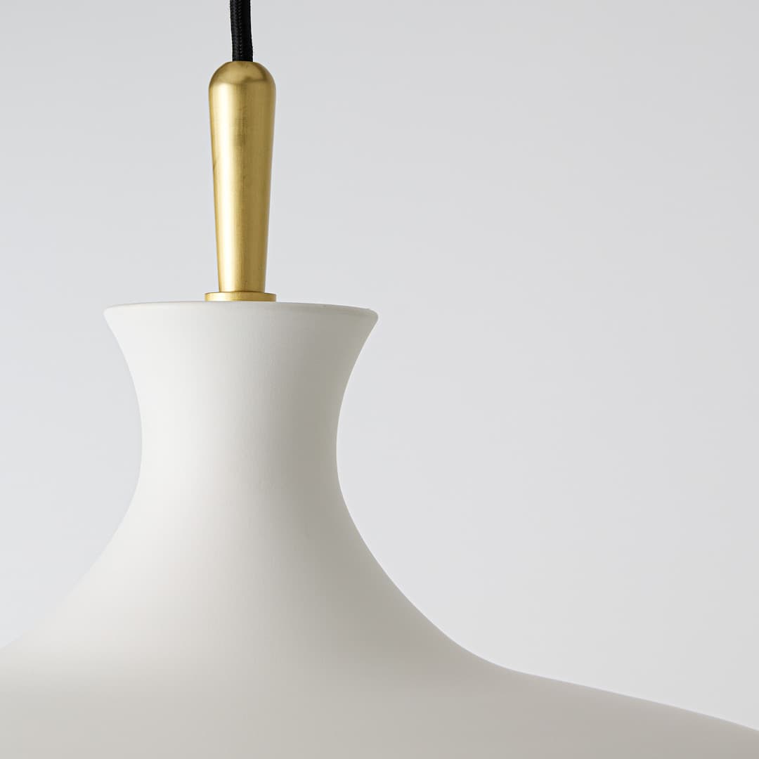 Chloe Pendant - Large in Aged Brass and White-img-2