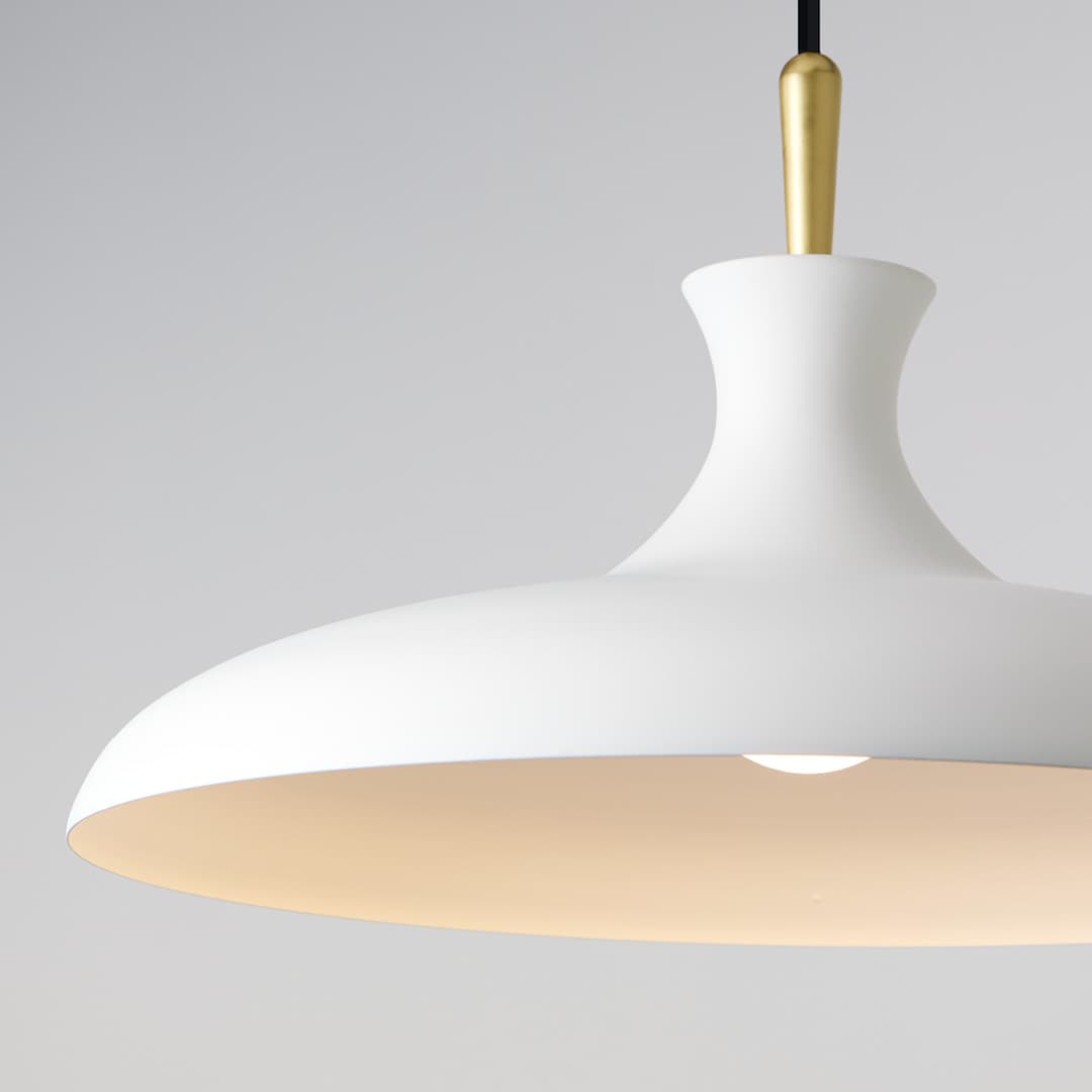 Chloe Pendant - Large in Aged Brass and White-img-3