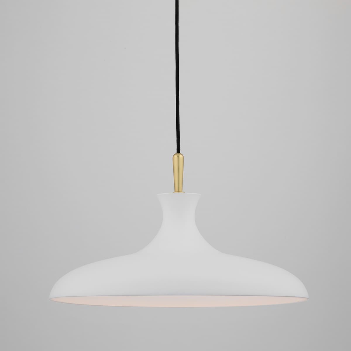 Chloe Pendant - Large in Aged Brass and White-img-5