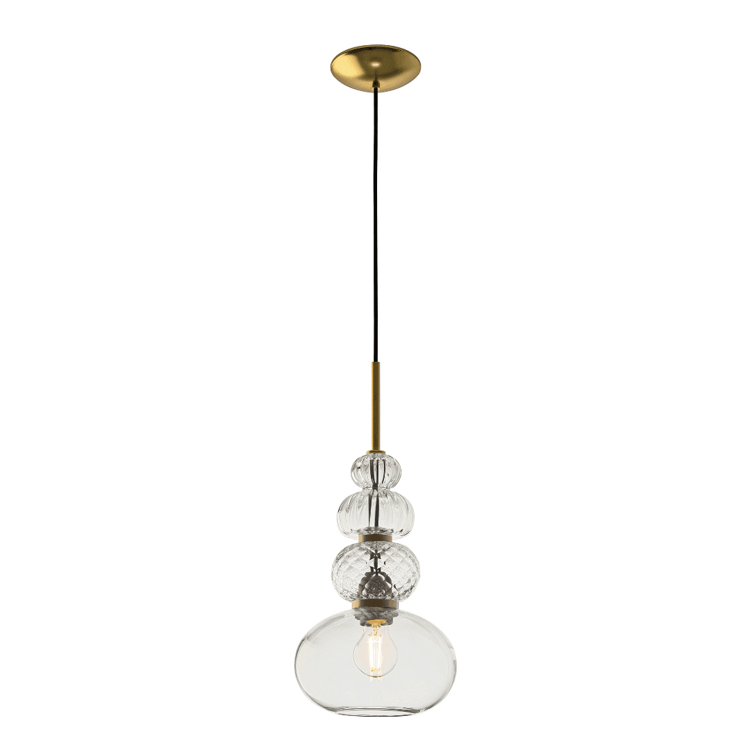 Gia 'A' Blown Glass Pendant in Gold & Clear Glass-img-1