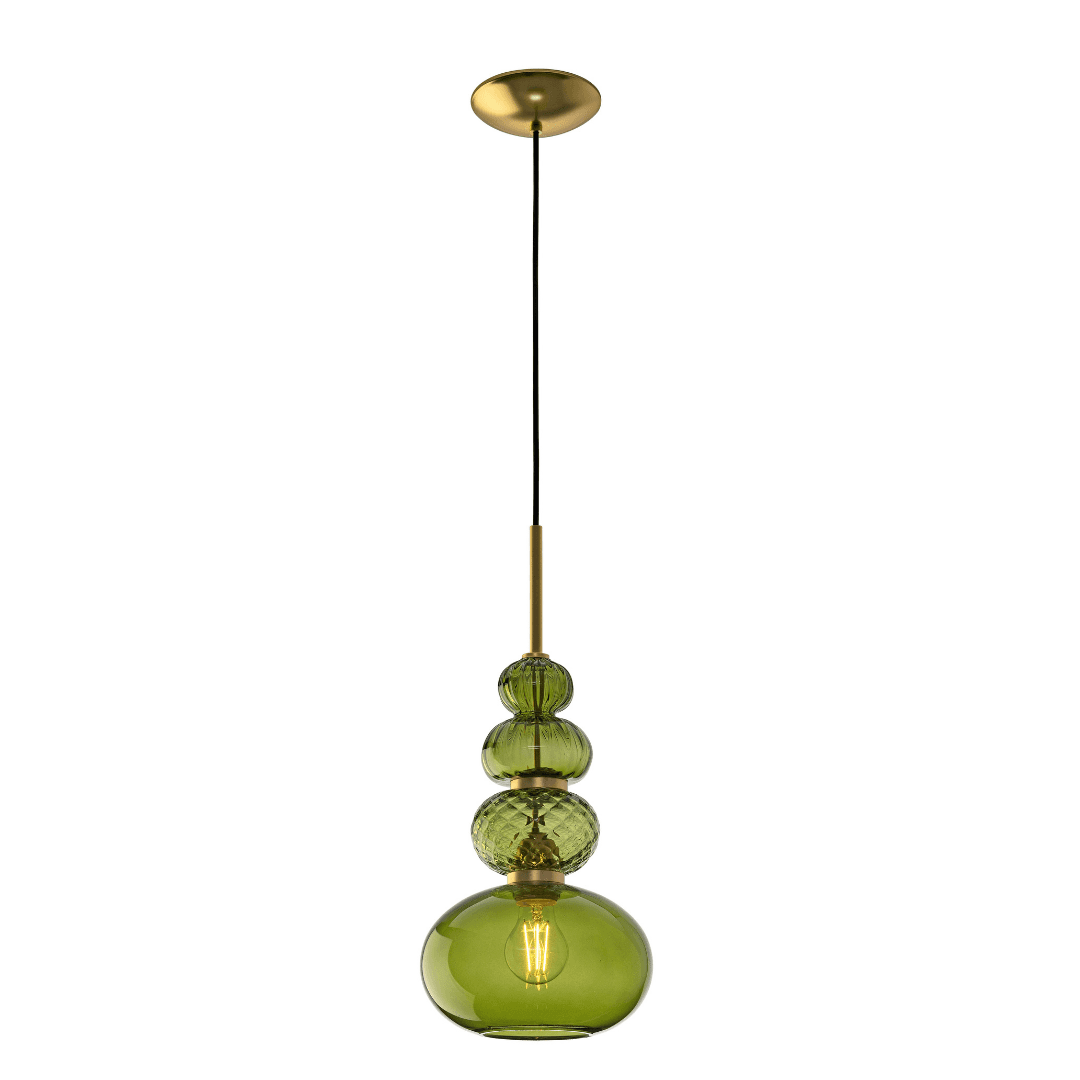 Gia 'A' Blown Glass Pendant in Gold & Green Glass-img-1