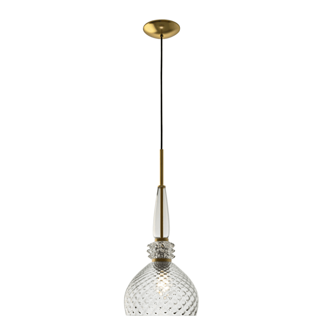 Gia 'B' Blown Glass Pendant in Gold & Clear Glass-img-2