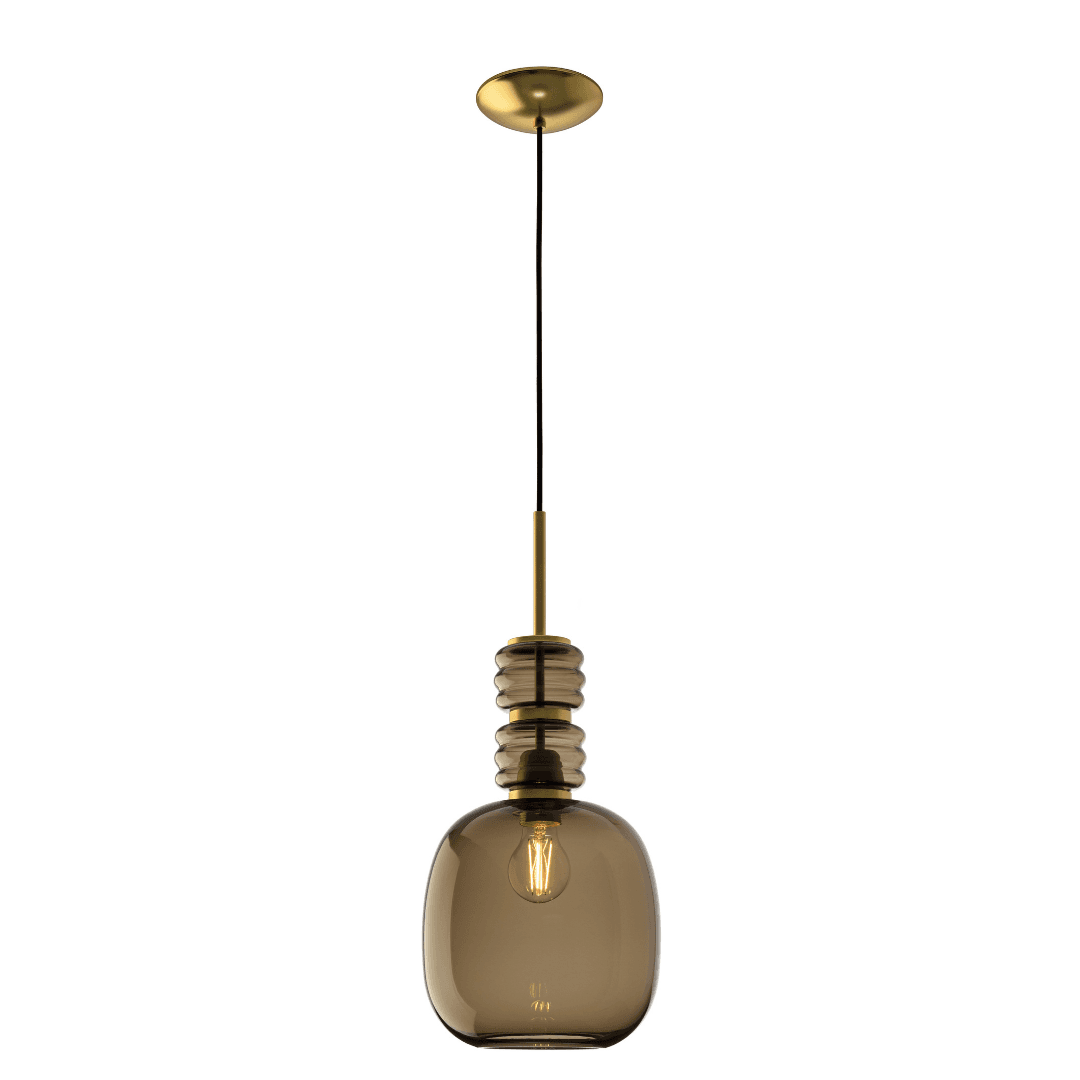 Gia 'C' Blown Glass Pendant in Gold & Mocha Glass-img-1