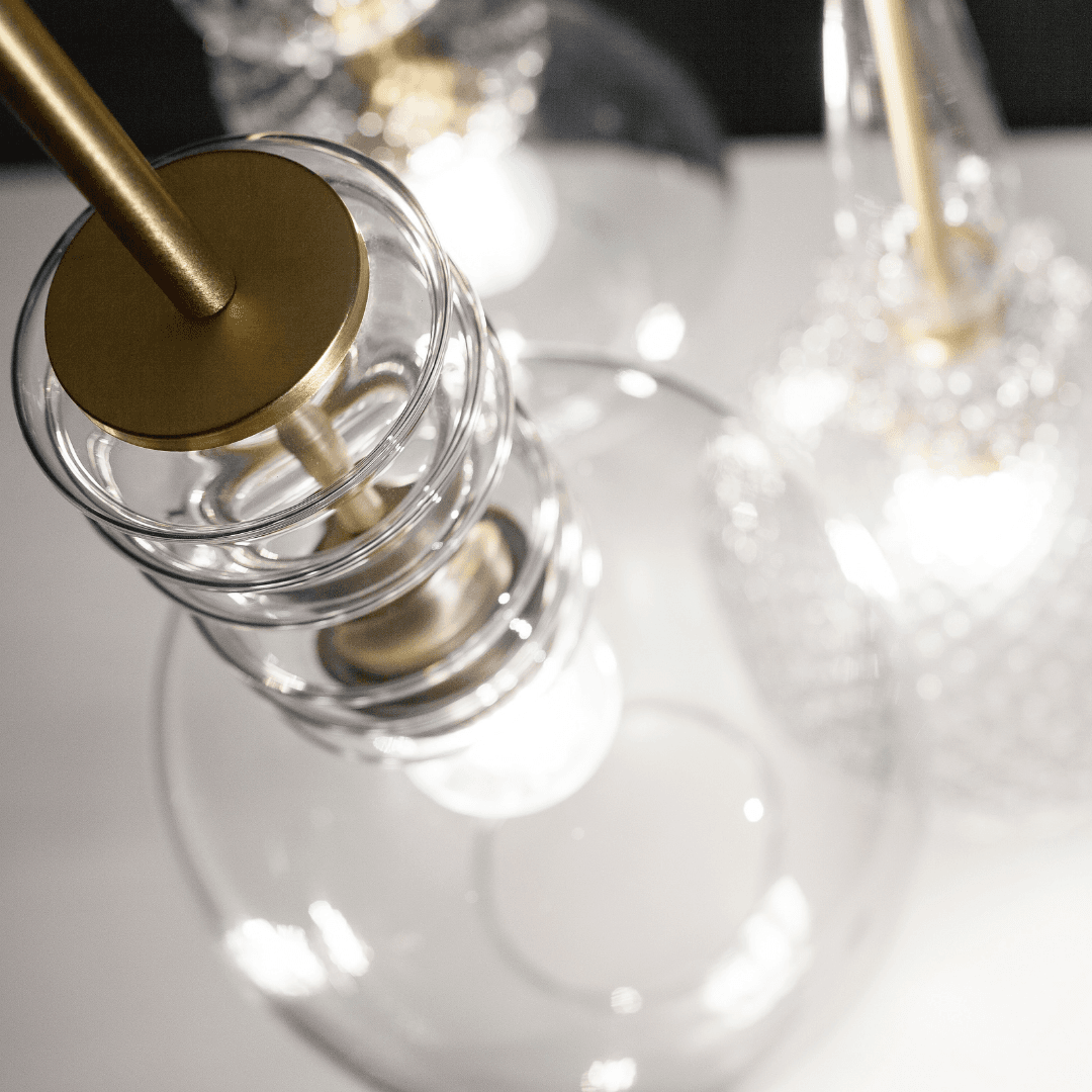 Gia 3 Light Blown Glass Pendant in Gold & Clear Glass-img-2