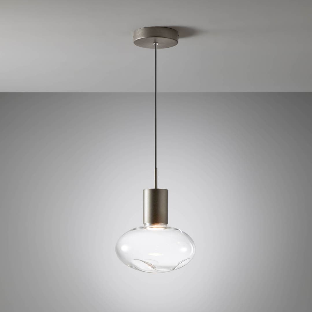 Rosetta Pendant Light - 20cm in Brushed Platinum & Clear Glass-img-1