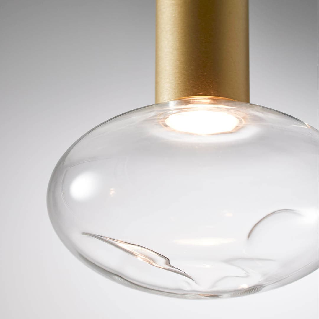 Rosetta Glass Pendant Light - 20cm in Brushed Gold & Clear Glass-img-2