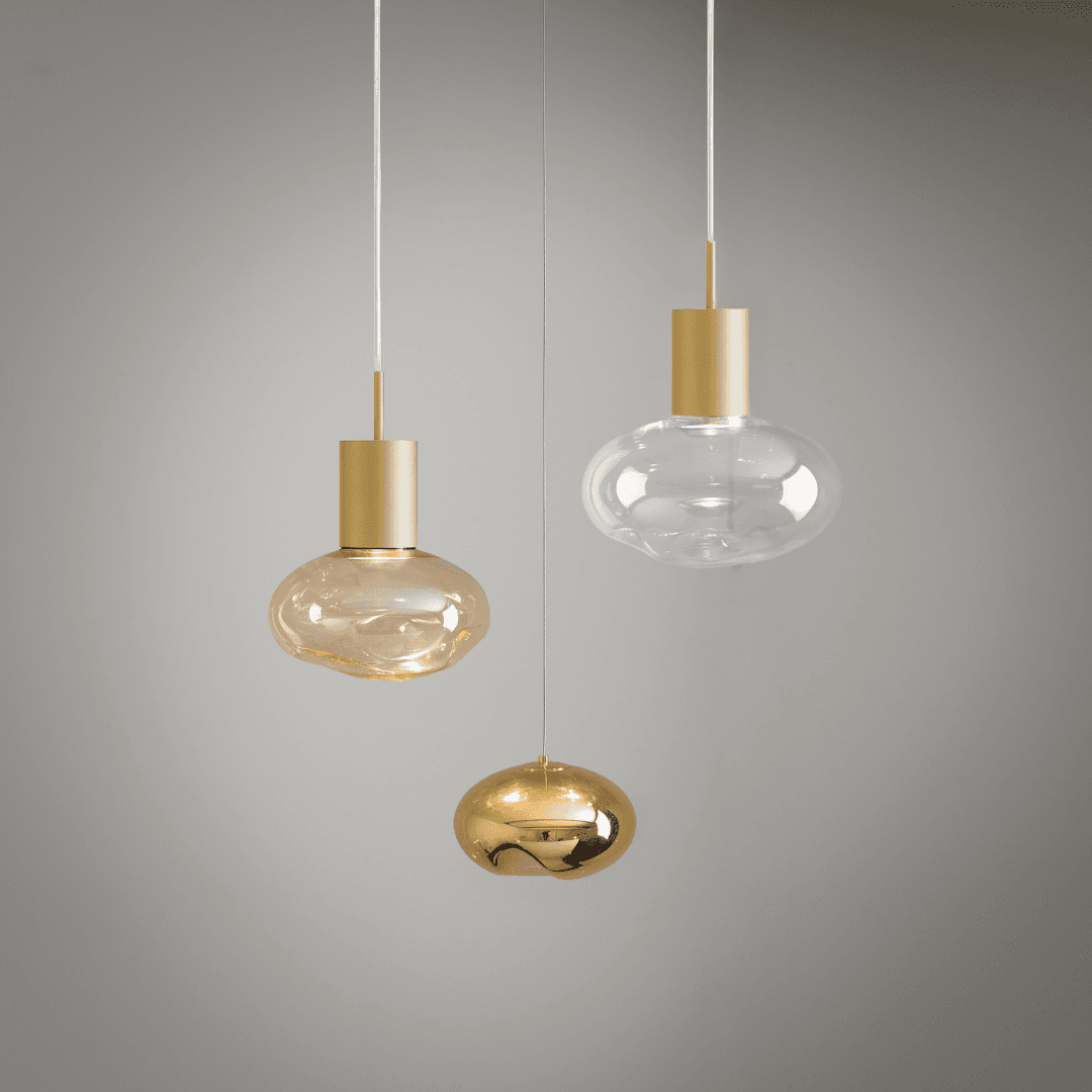 Rosetta Glass Pendant Light - 20cm in Brushed Gold & Clear Glass-img-7
