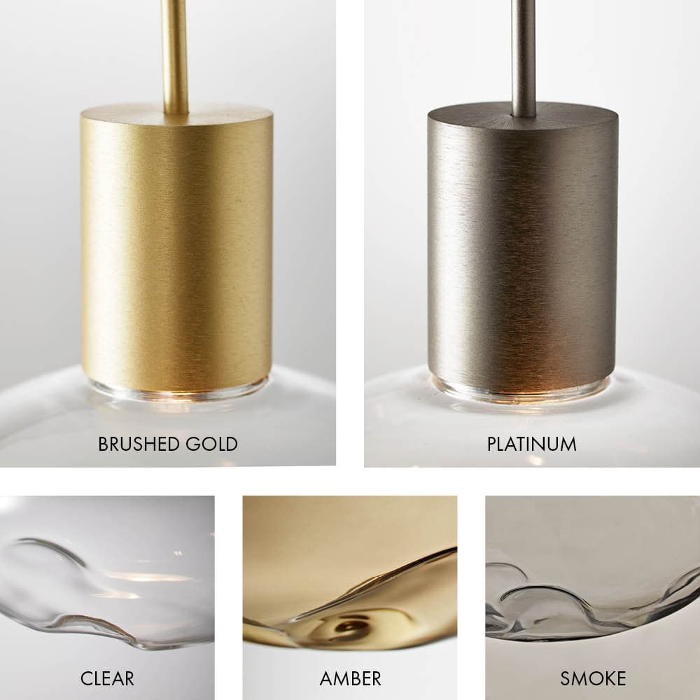 Rosetta Glass Pendant Light - 17cm in Brushed Gold & Clear Glass-img-6