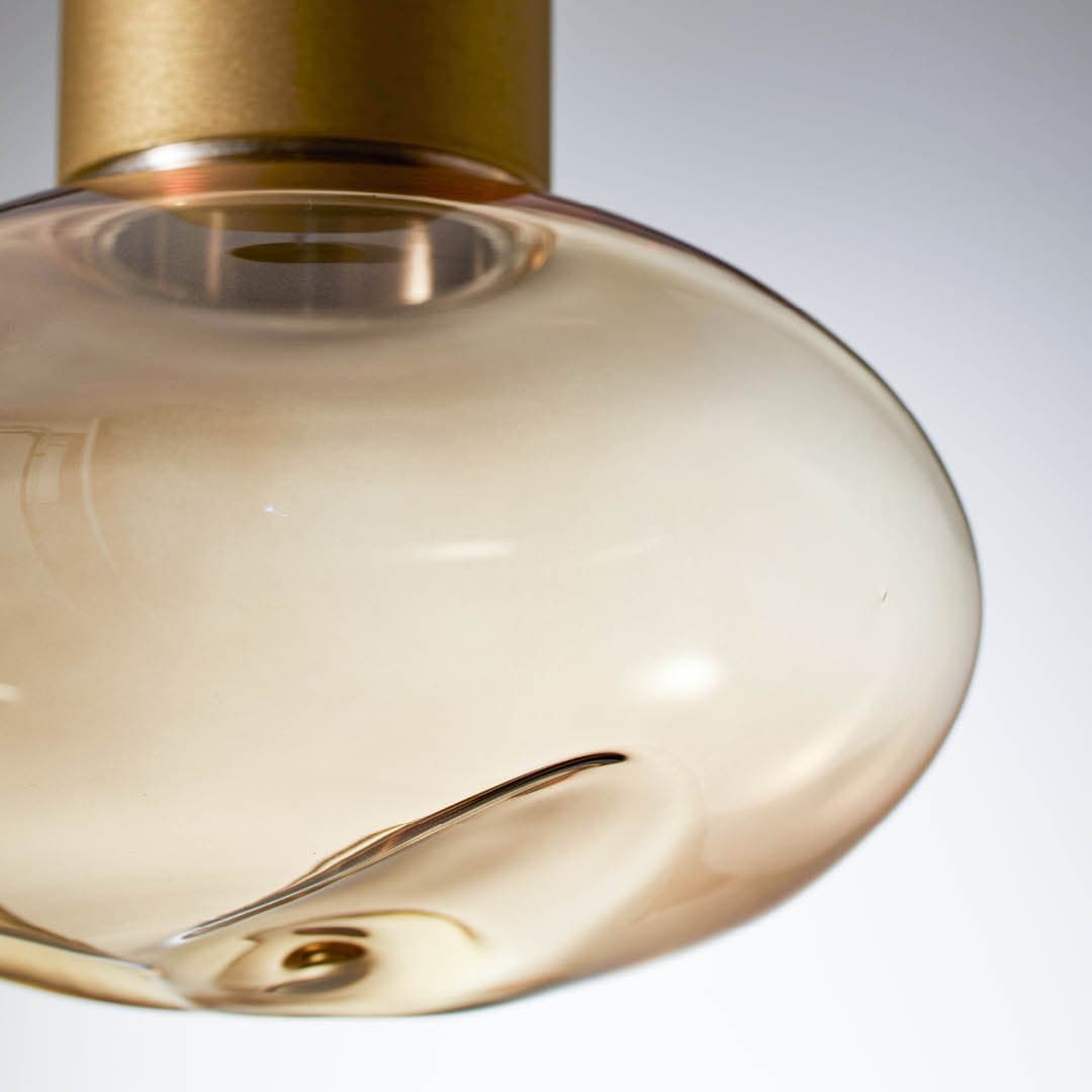 Rosetta Glass Pendant Light - 17cm in Brushed Gold & Amber Glass-img-3