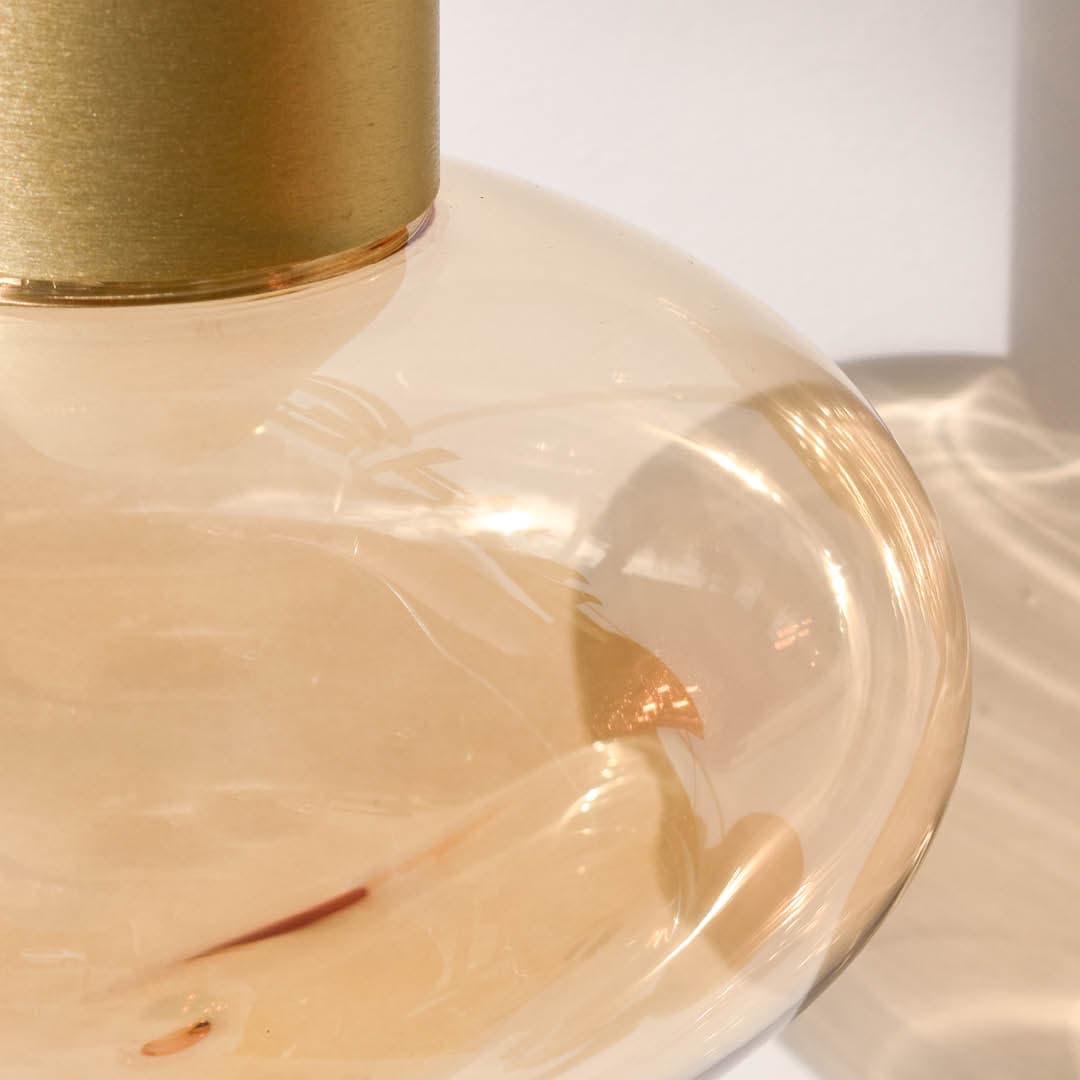 Rosetta Glass Pendant Light - 17cm in Brushed Gold & Amber Glass-img-4