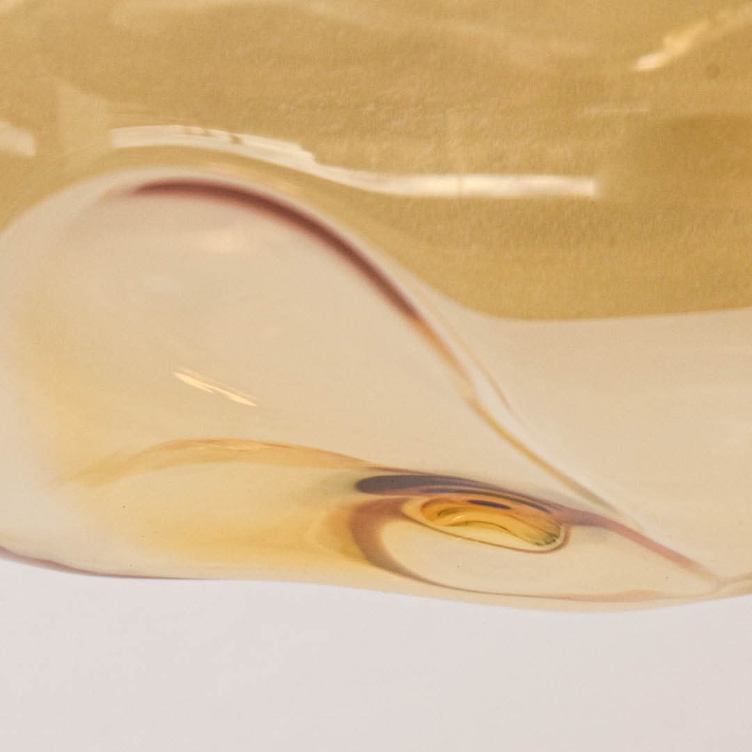 Rosetta Glass Pendant Light - 17cm in Brushed Gold & Amber Glass-img-6