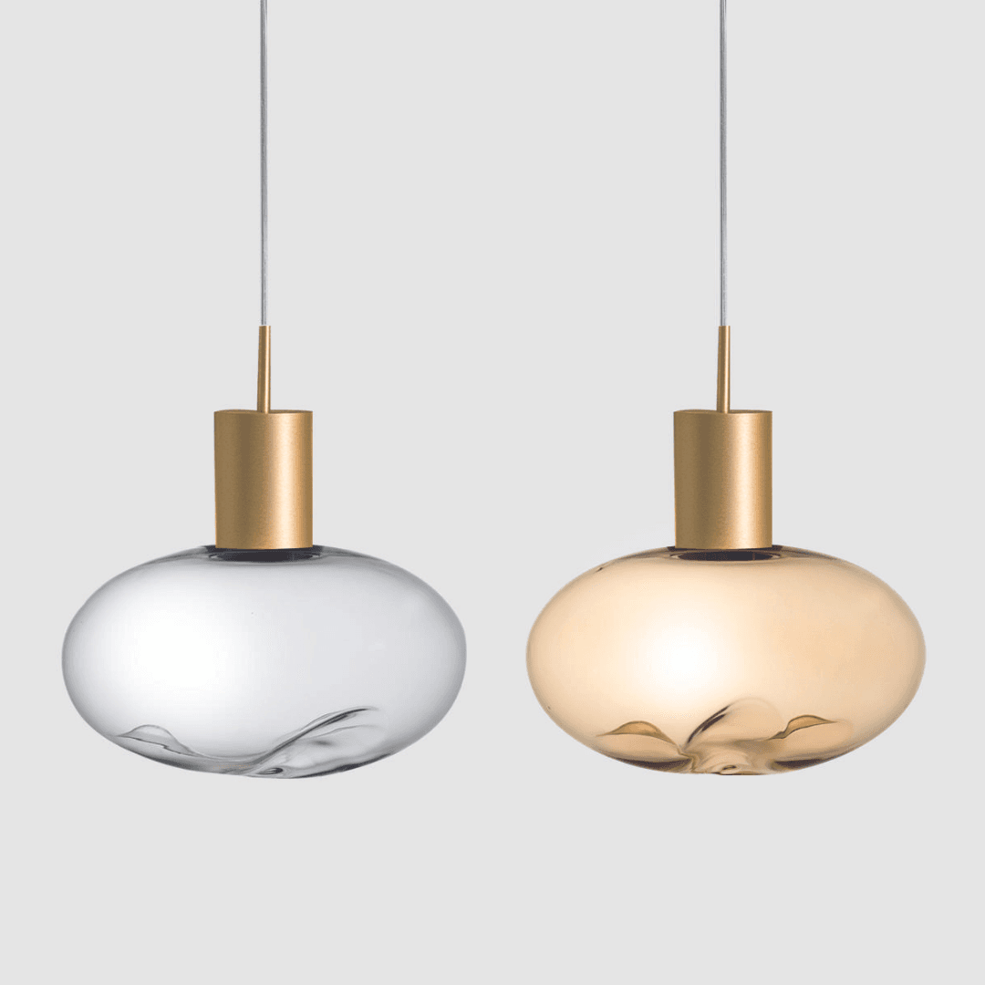 Rosetta Glass Pendant Light - 17cm in Brushed Gold & Amber Glass-img-9