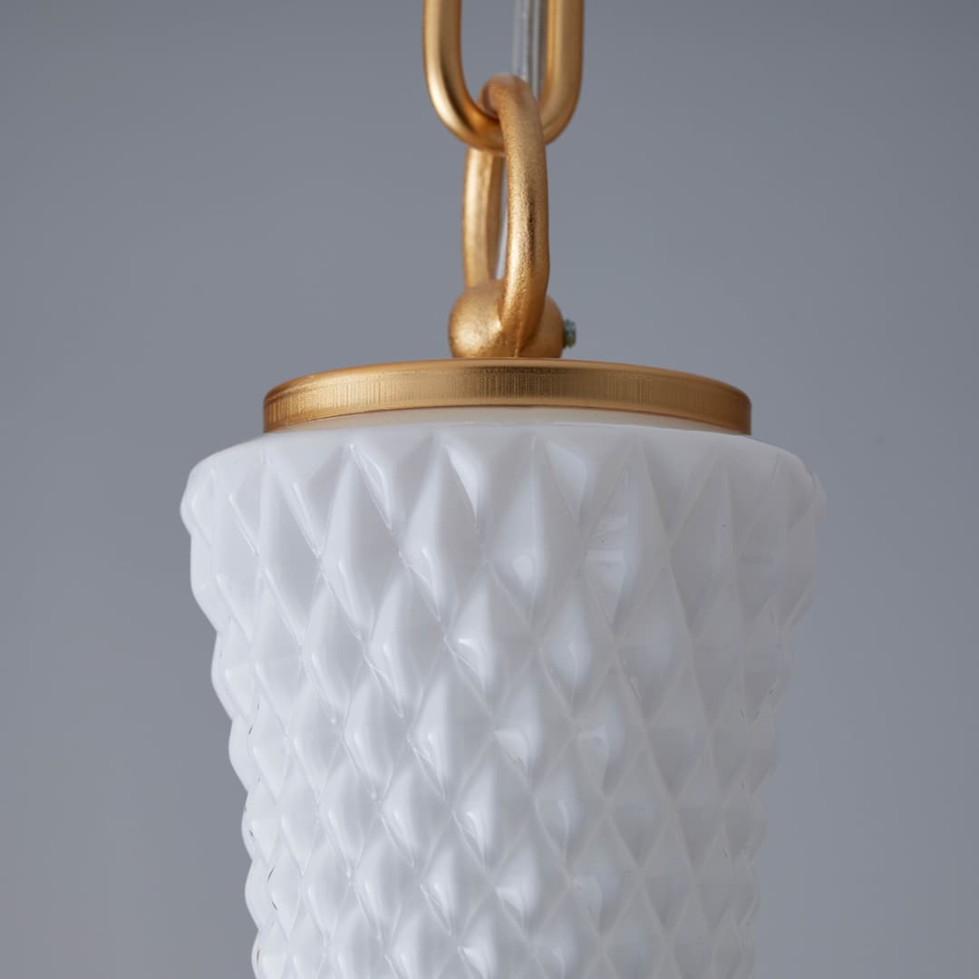 Corina 06 Pendant Light in Brushed Gold & White Glass-img-3