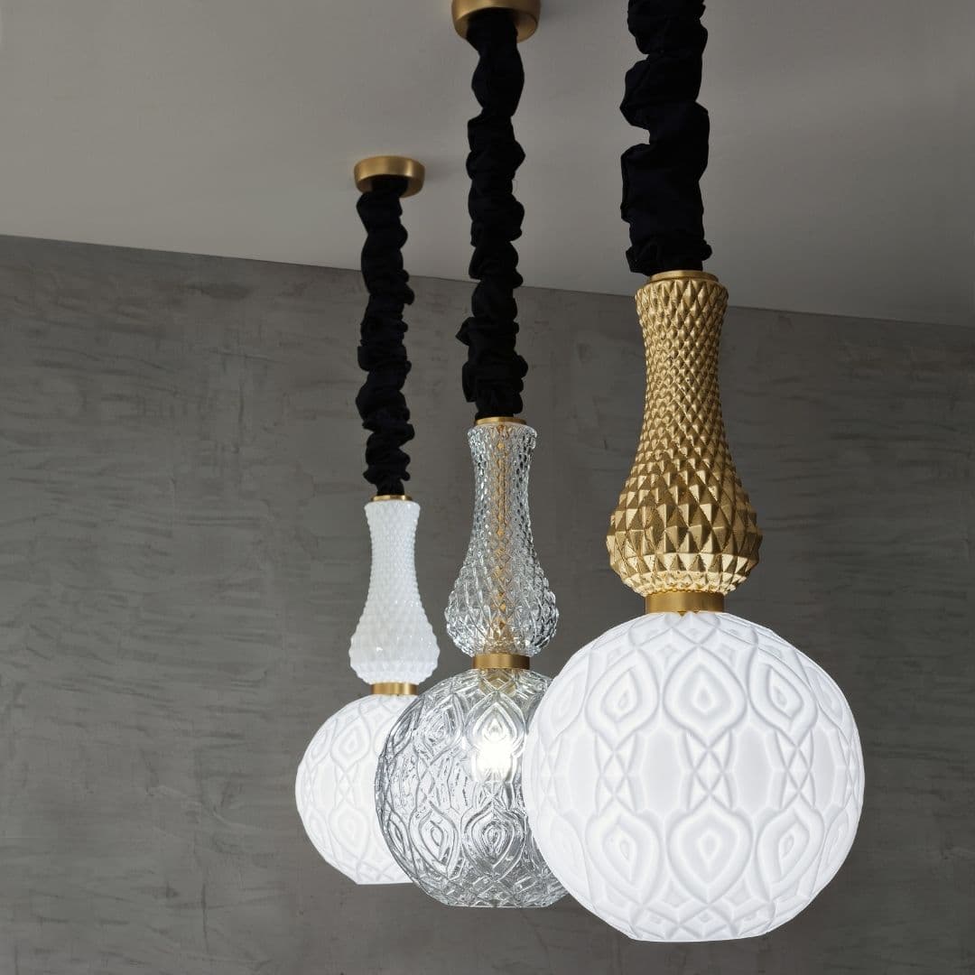 Corina 06 Pendant Light in Brushed Gold & White Glass-img-7