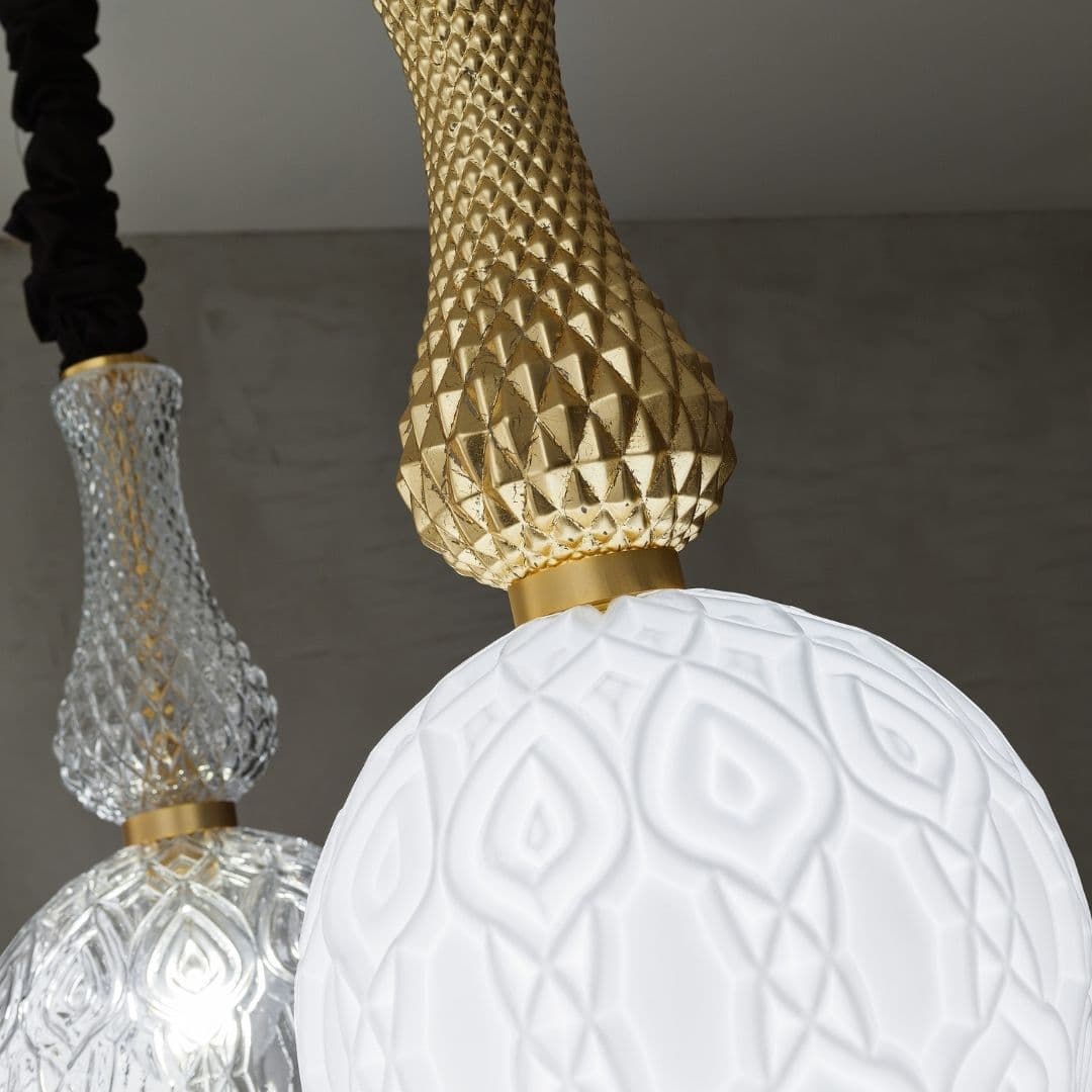 Corina 06 Pendant Light in Brushed Gold & White Glass-img-8