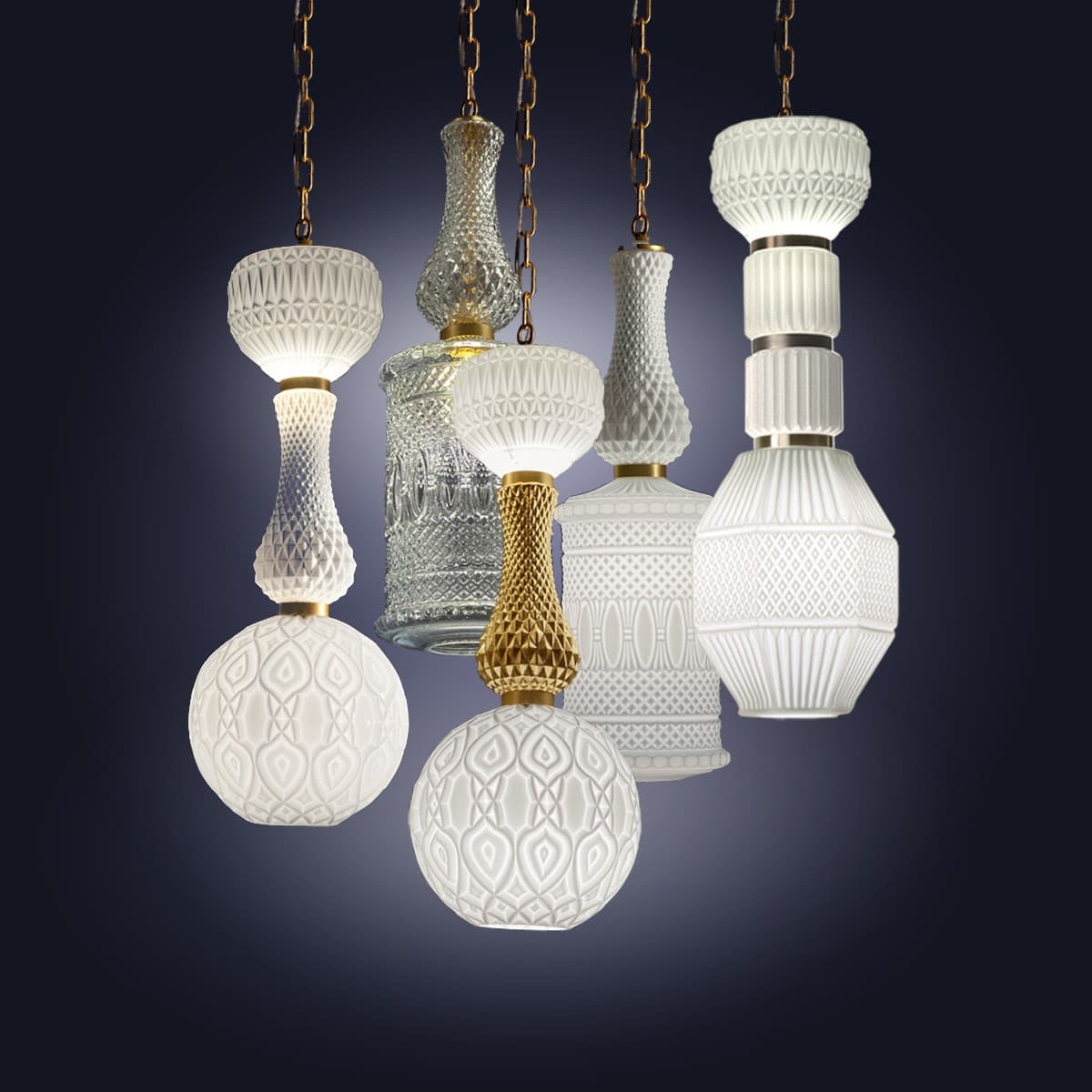 Corina 06 Pendant Light in Brushed Gold & White Glass-img-10