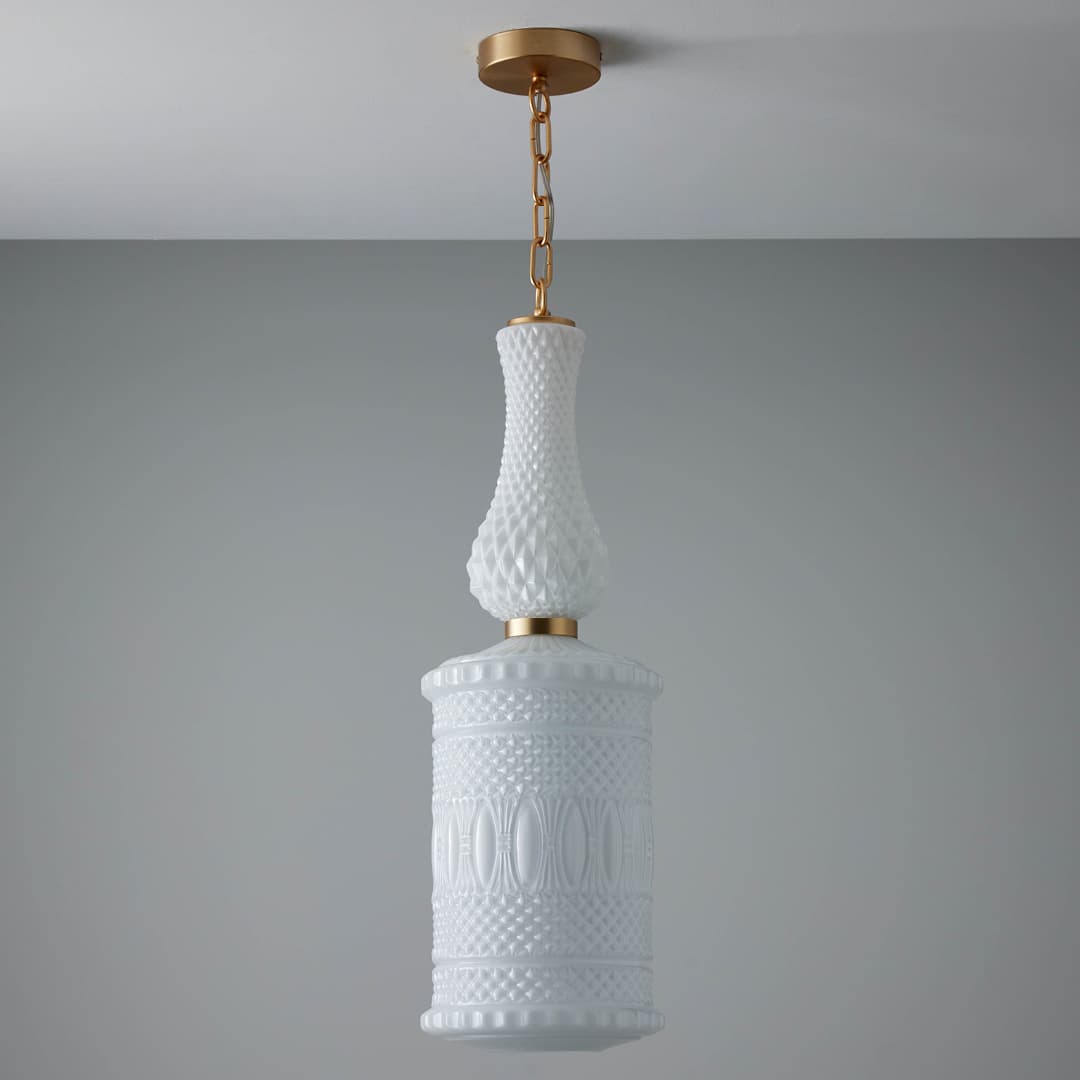 Corina 09 Pendant Light in Brushed Gold & White Glass-img-2
