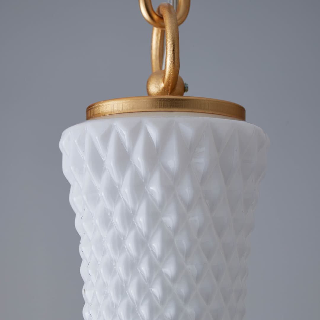 Corina 09 Pendant Light in Brushed Gold & White Glass-img-6