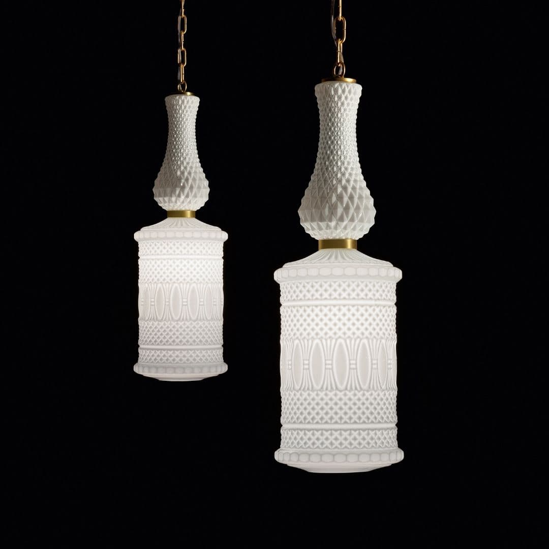 Corina 09 Pendant Light in Brushed Gold & White Glass-img-8