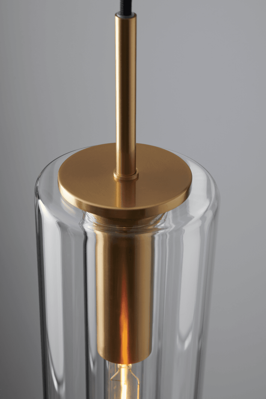 Lidy 1 Light Glass Pendant - Long in Aged Brass-img-3