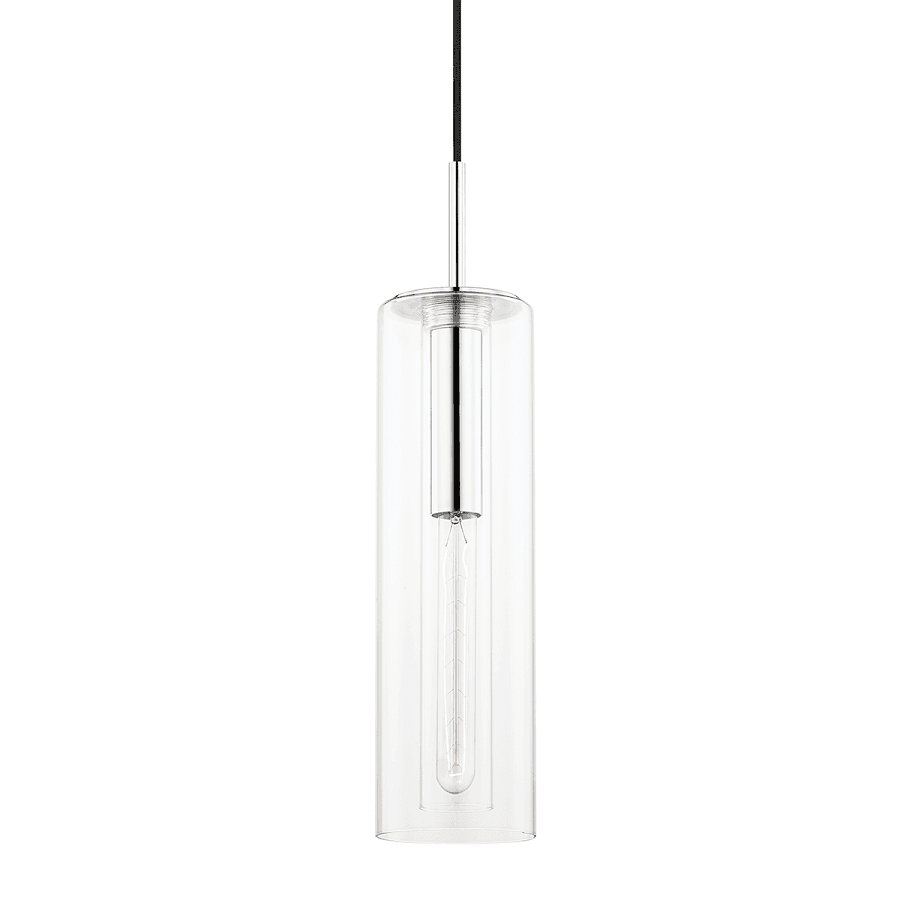 Lidy 1 Light Glass Pendant - Long in Polished Nickel-img-1