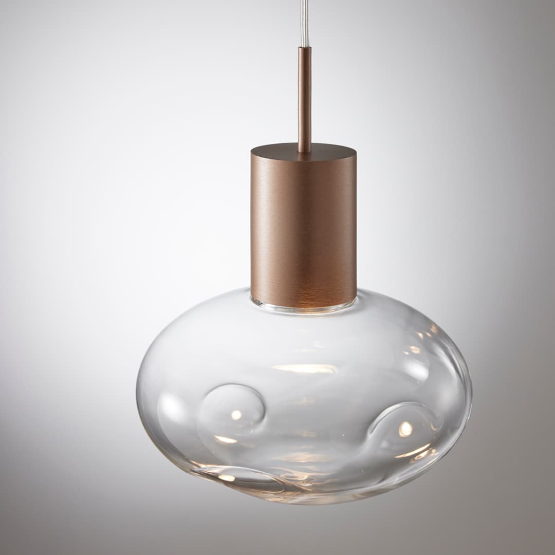 Rosetta Glass Pendant Light - 17cm in Brushed Burnished & Clear Glass-img-1