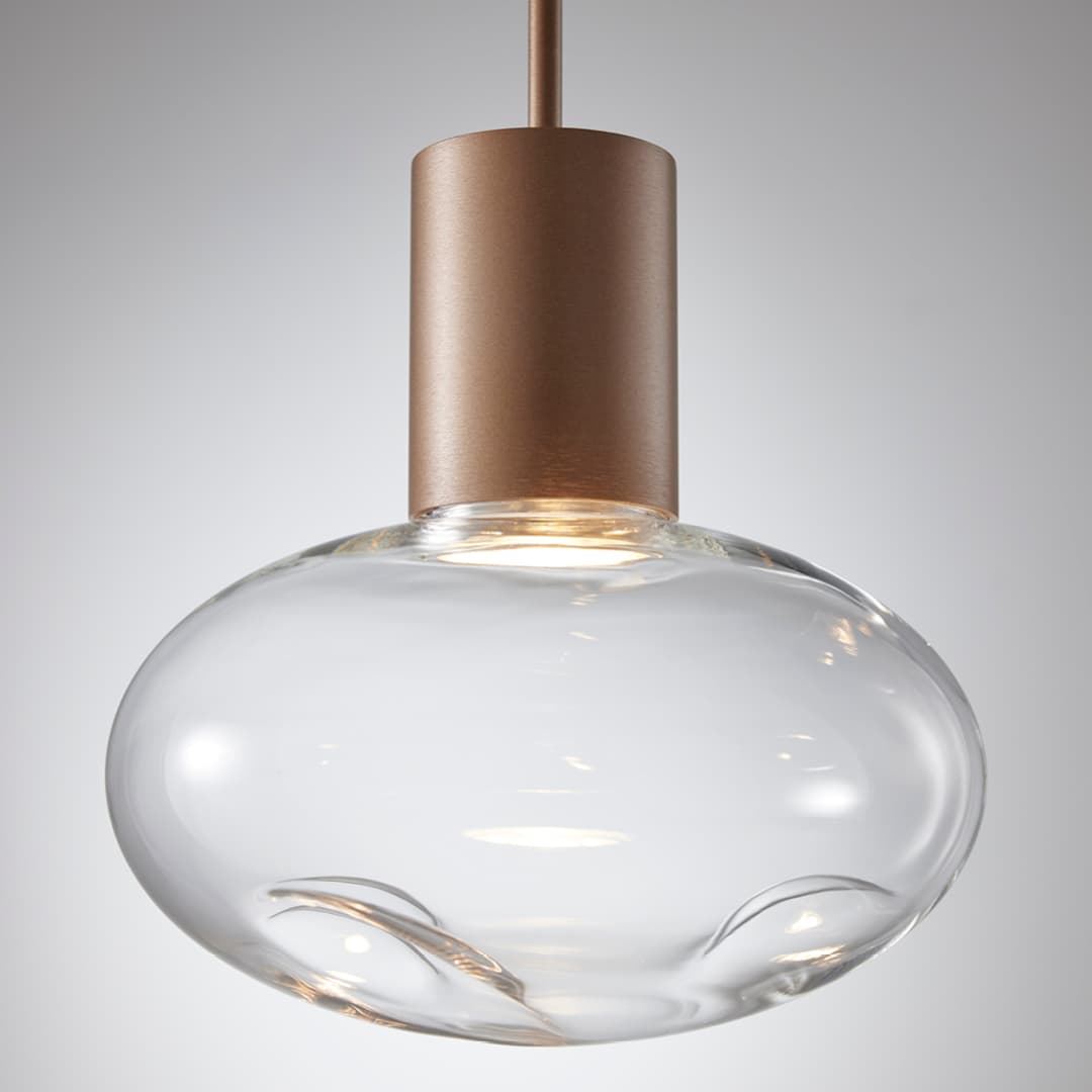 Rosetta Glass Pendant Light - 17cm in Brushed Burnished & Clear Glass-img-3