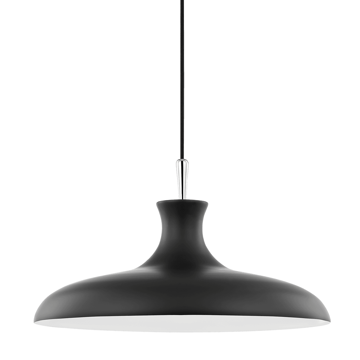Chloe Pendant - Large in Polished Nickel & Black-img-2