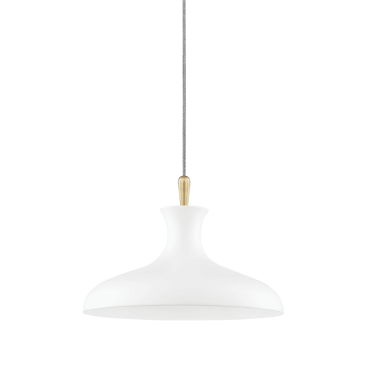 Chloe Pendant - Small in Aged Brass and White-img-1
