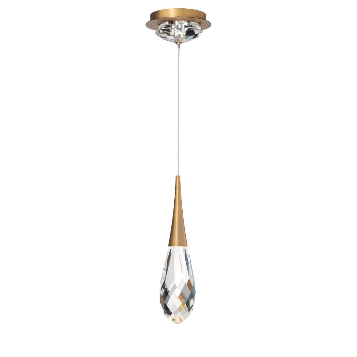 Hibiscus LED Crystal Pendant in Aged Brass-img-2