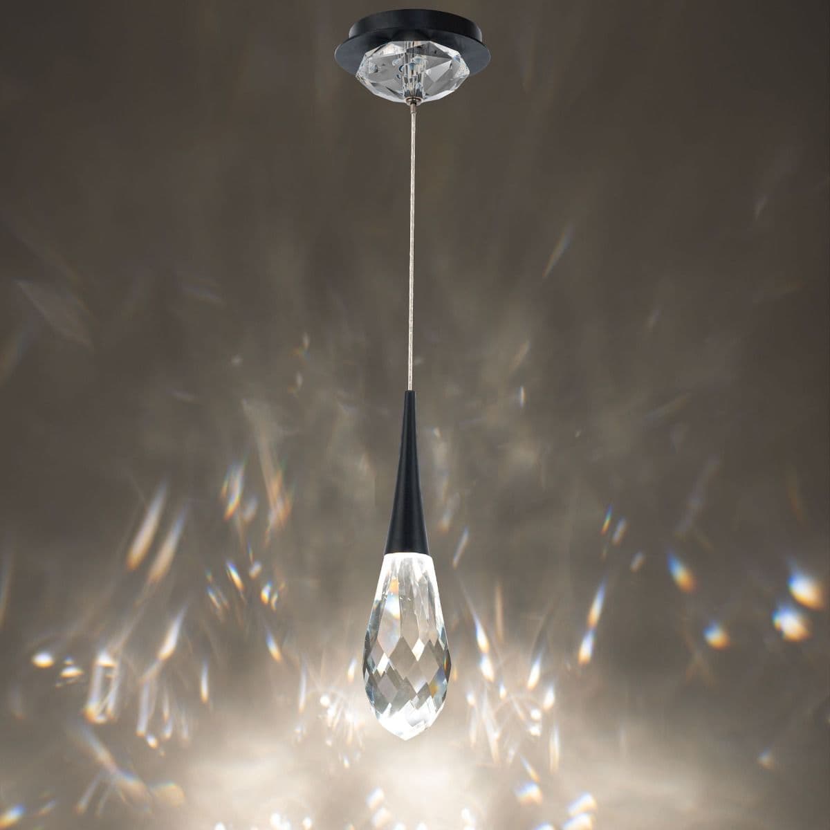 Hibiscus LED Crystal Pendant in Black-img-1