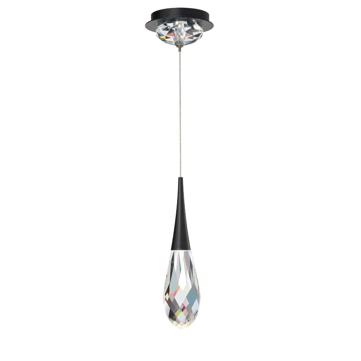 Hibiscus LED Crystal Pendant in Black-img-2