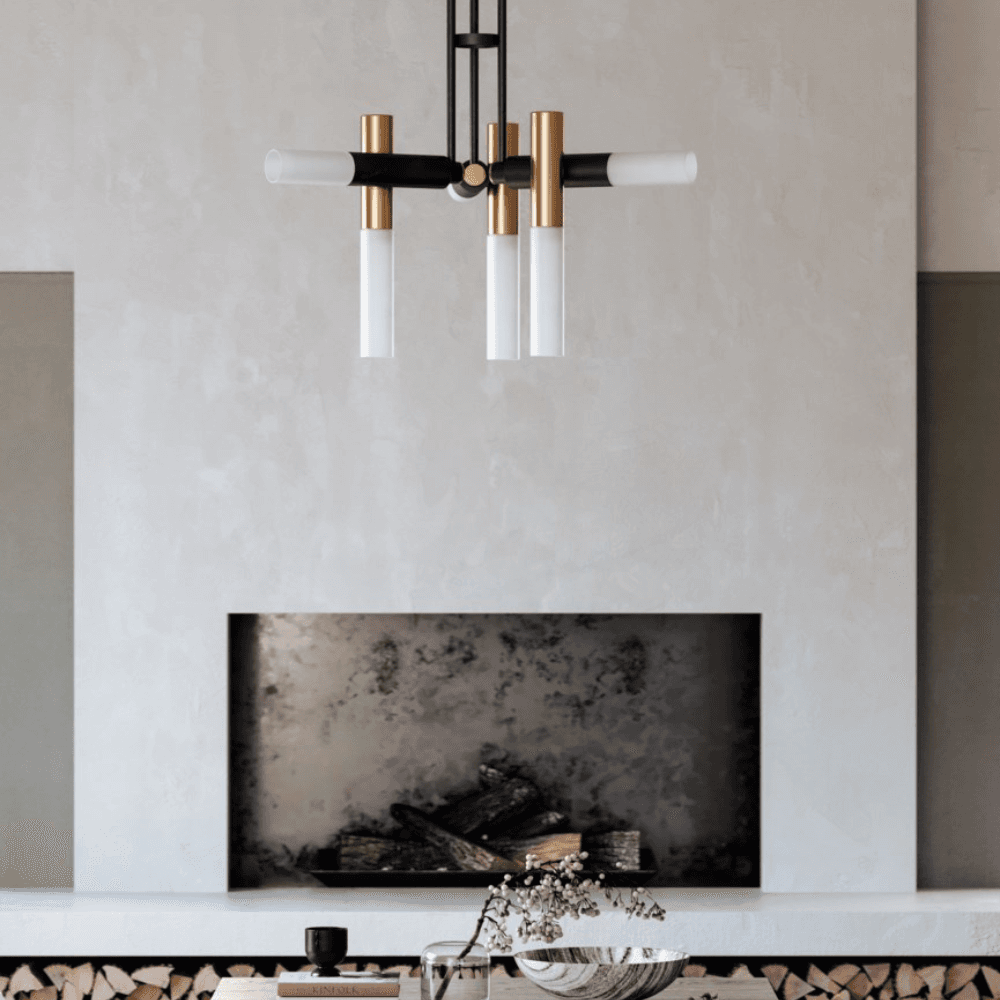 Klaus 6 Light Pendant in Patina Brass & Soft Black-img-1