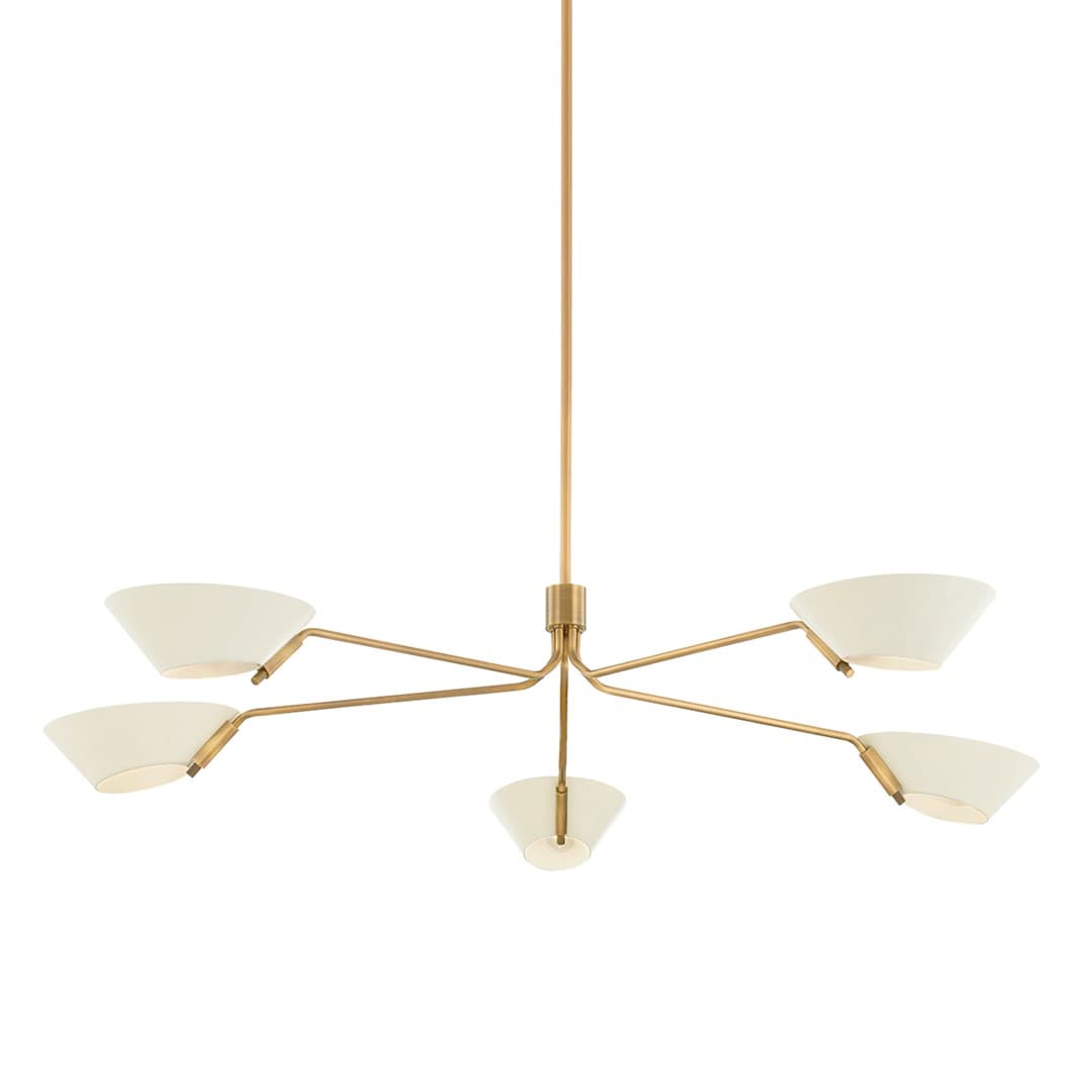 Herman 5 Light Chandelier in Patina Brass & Soft Sand-img-2