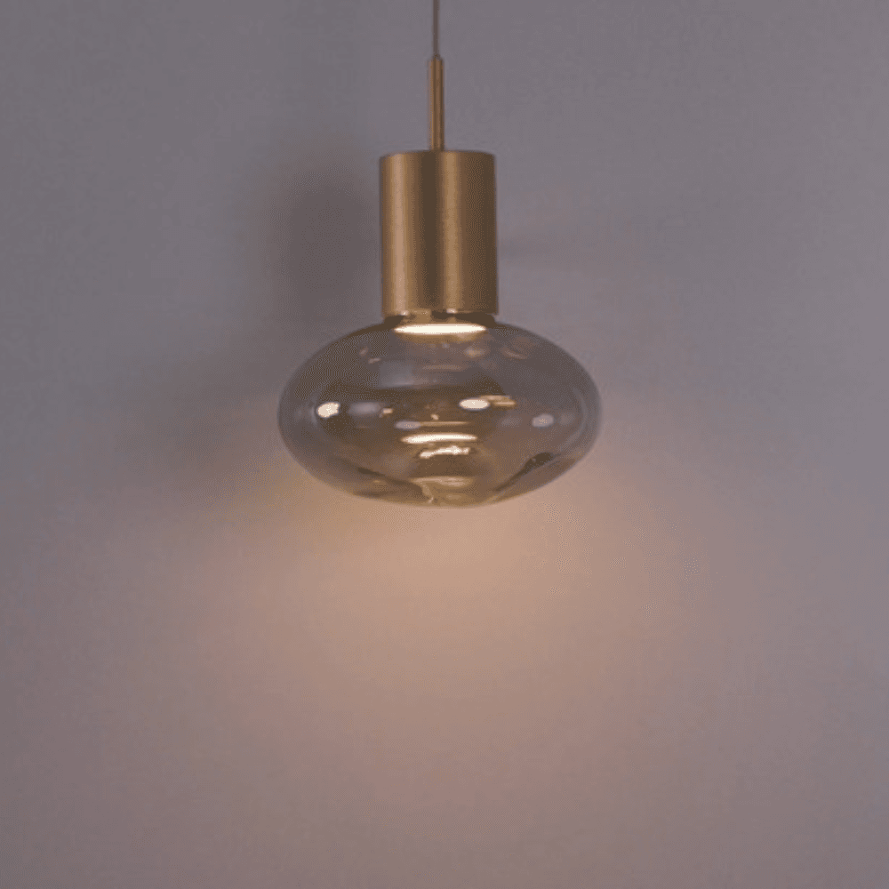 Rosetta Glass Pendant Light - 20cm in Brushed Gold & Smoke Glass-img-4