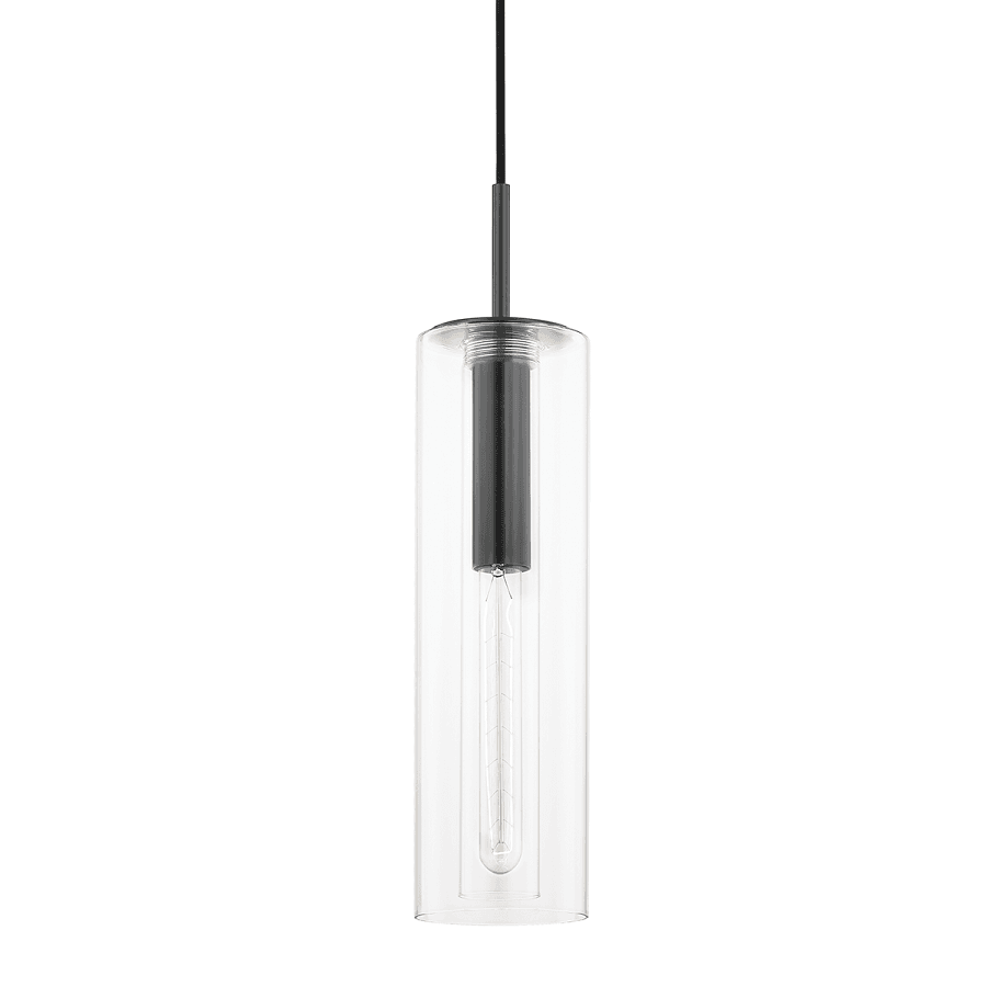 Lidy 1 Light Glass Pendant Light - Long in Old Bronze-img-1