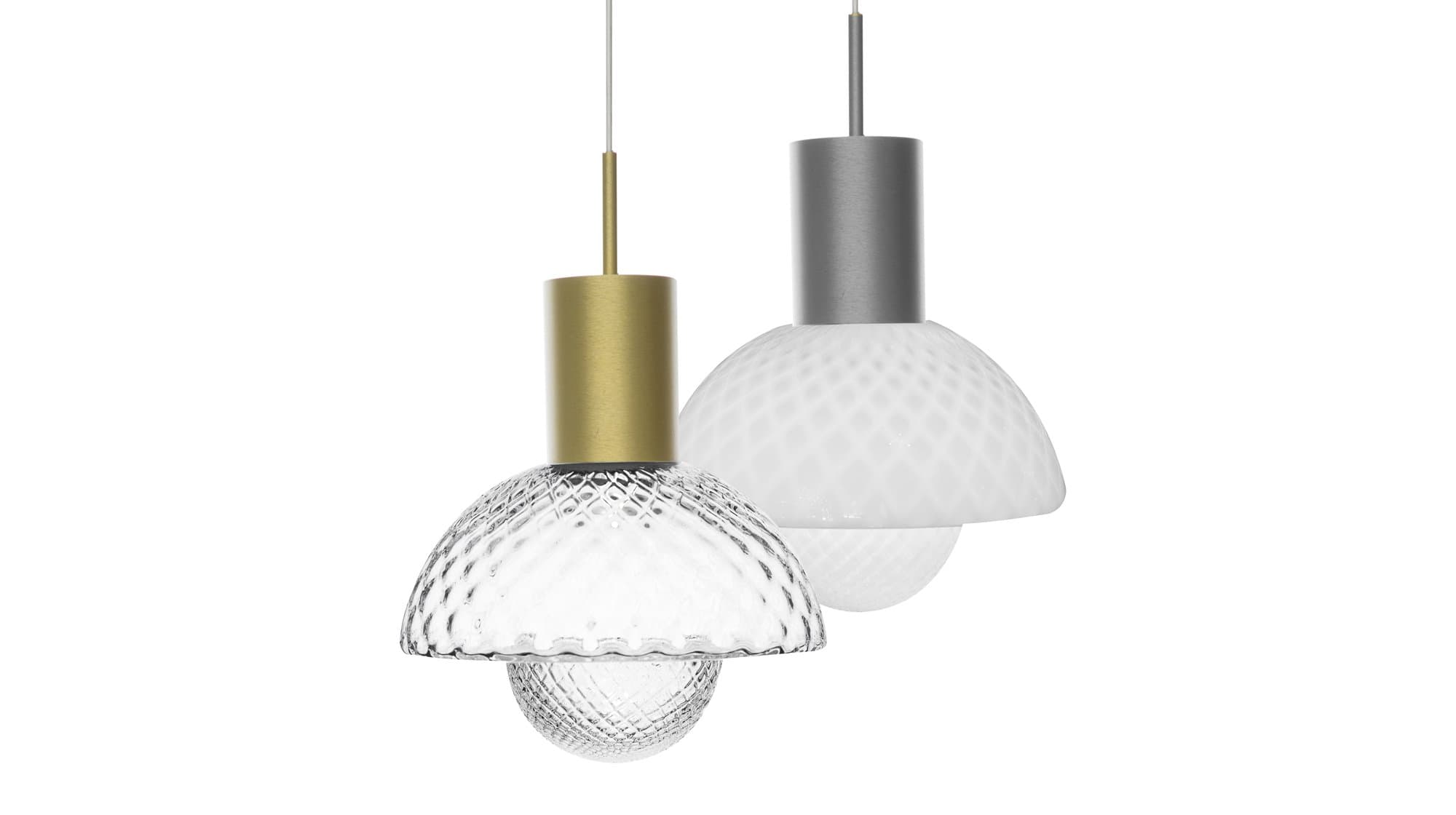 Fia Pendant Light in Brushed Platinum & White Glass-img-1